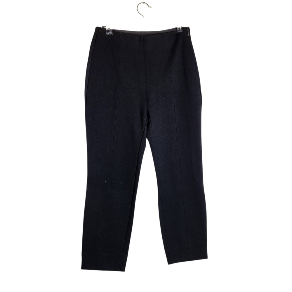 Quince Ultra-Stretch Ponte Straight Leg Pants Black Petite Medium Side Zip Seam